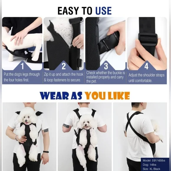 Pawaboo NWT Black Floral Daisy Print Pet Carrier Backpack Size Large (9-13lbs) - Picture 6 of 10